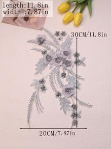 Handgefertigte 3D bestickte Perlenblumen Dekorative Applikationen, DIY Kleidungszubehör, Brautkleid Verzierungen, Größe: 30cm x 20cm