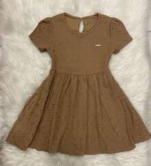 Marias Girl's Dress In Cotton Laise - CARINHOSO - MALWEE - 摩卡棕 - 查看 4