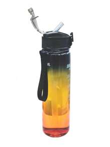 1 Pc Ombre Color Transparent Water Bottle With Straw Portable Sports Cup