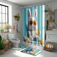 1/4 件春季复活节快乐彩绘鸡蛋、兔子、蝴蝶、五颜六色的花朵、草地。母亲节总统日浴帘套装防水时尚实用印花浴帘套装适用于家庭装饰每个浴室淋浴房浴缸婚礼、庆祝、旅行、便携、露营、商务旅行母亲节鲜花、给妈妈的个性化礼物、最后一分钟的礼物、母亲节创意、母亲节礼物、给妈妈的手工卡片、50 美元以下的最佳母亲节礼物