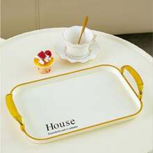 1pc 39cm Luxury Double-Ear Tray, Suitable For Home, Hotel, Restaurant To Hold Teacups, Snacks, Fruits, Desserts, Decors, Water Cups Etc.