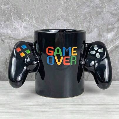 1个创意彩色游戏手柄陶瓷马克杯，400毫升夏季饮品杯，游戏玩家或个性咖啡杯收藏家的完美礼物