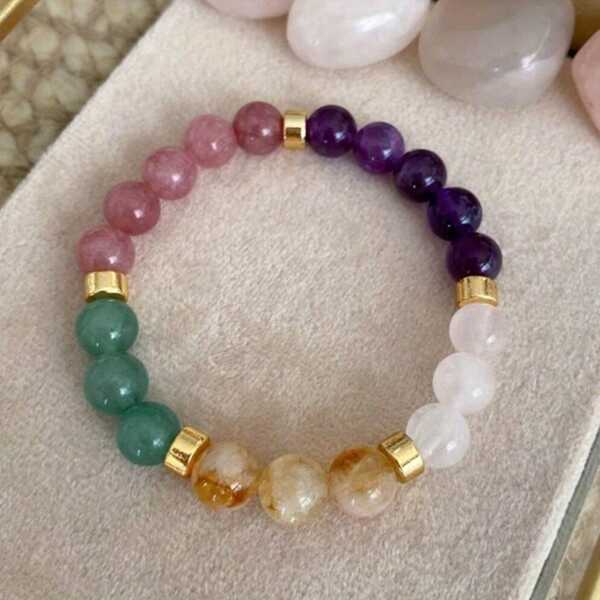 1 pièce Bracelet porte-bonheur pour femmes de 8 mm avec pierre d'œil de tigre naturelle et perles d'améthyste, cadeau de bijoux mignon et élégant convenant pour la mère ou les amis