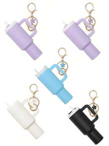 Juego de 1/2/3/5/8 piezas de llavero con mini vaso, lindos encantos con vaso para mujer para bolso, mochila, botella de agua mini - Estilo callejero, multicolor, accesorios del llavero, encantos para bolsos, vasos, 5/3/2/1 llaveros, accesorios para bolsos, encantos para bolsos de mano, caja de almacenamiento de lápiz labial, accesorios para bolsos, llavero de mini vaso, llavero de mini vaso para llavero o bálsamo labial, llavero lindo de vaso