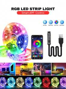 Artículo de decoración del hogar Luz de cadena LED de 10 m / 33 pies con control de aplicación inteligente, para el Día de la Madre, Eid al-Adha, alimentado por USB 5V, tira de luz flexible de LED RGB que cambia de color con sincronización de música, utilizado para iluminación trasera de TV