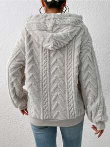 Solid Color Hooded Sweater, Long Sleeves And Drawstring, Daily Casual Wear