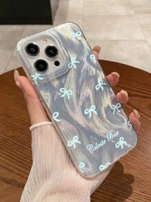 Bow-Knot 1 件高端蝴蝶结图案羽毛蕾丝手机壳，防滑防震羽毛激光手机保护套，适用于 iPhone 16/11/13/15/15 Plus/15 Pro/15 Pro Max/12/14 Pro Max/11 Pro Max/12 Pro/12 Pro Max/13 Pro/13 Pro Max/14 Pro/14 Plus - 彩色 - 查看 2