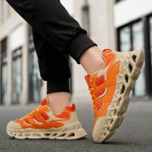 Breathable Comfortable Outdoor Casual Sports Sneakers For Teens And Young Men - Gray orange - View 1