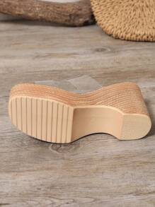 Nuovi sandali eleganti da donna con plateau, zeppa impermeabile, suola spessa, paillettes trasparenti e punta aperta