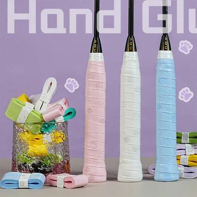 2pcs/8pcs Badminton Racket Grip Tape Cute Cat Paw Print Design, Moisture Wicking, Suitable For Field Hockey, Pickleball, Baseball Bat, Sports Equipment Handles, Work Tools, Anti-Slip, Shock Absorbing, Multi-Color, Cost Effective