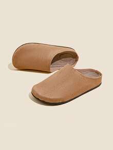 Women's Retro Slip-On Mule Slippers, Solid Color Flat Sandals For Spring And Autumn