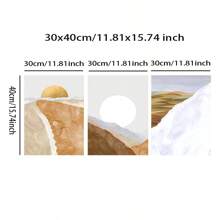 3szt Abstrakcyjna linia Kolorowy Księżyc Słońce Góry Krajobraz Podróże Plakaty, Sztuka ścienna, Wydruki, Malarstwo na płótnie, Do kuchni Salon Sypialnia Biuro Wystrój domu Bez ramki 50x70cm/19.68x27.55inch