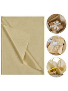 100/50 Sheets 20 Inch X 14 Inch Kraft Paper Thin Paper Bulk, Thin Paper For Valentine's Day Gift Bags, Matte Waterproof Solid Color Gift Wrapping Paper, Kraft Paper Color Gift Wrapping Thin Paper, Birthday, Bridal Shower, Wedding Party Decor, Holiday DIY Crafts (Brown) - Khaki - View 5