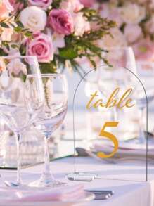 20pcs/10pcs/5pcs Acrylic Transparent Semicircular Seat Sign, Wedding Acrylic Blank Sign With Stand, DIY Acrylic Round Table Number For Wedding Sign Decoration, Table Centerpiece Decoration, Seat Sign, Table Number Sign, Name Card Sign - Multicolor - View 3