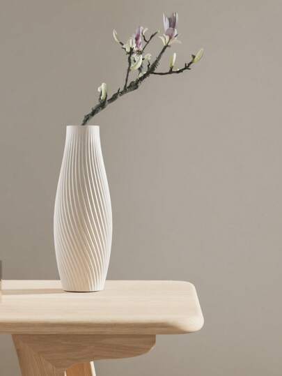 1pc Moderne Wit Herringbone Vase, Monobloc Material, Bedroom, Office, Living Room, Cabinet ation, Great Holidays Presents Birthday Graduation Home Room Flower Vase Glass view 8