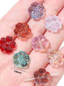 10/50pcs 14mm Glass Cherry Blossom Beads-For Jewelry Making, DIY Crafts, Necklaces, Bracelets - Transparent Multicolor Glass Bead