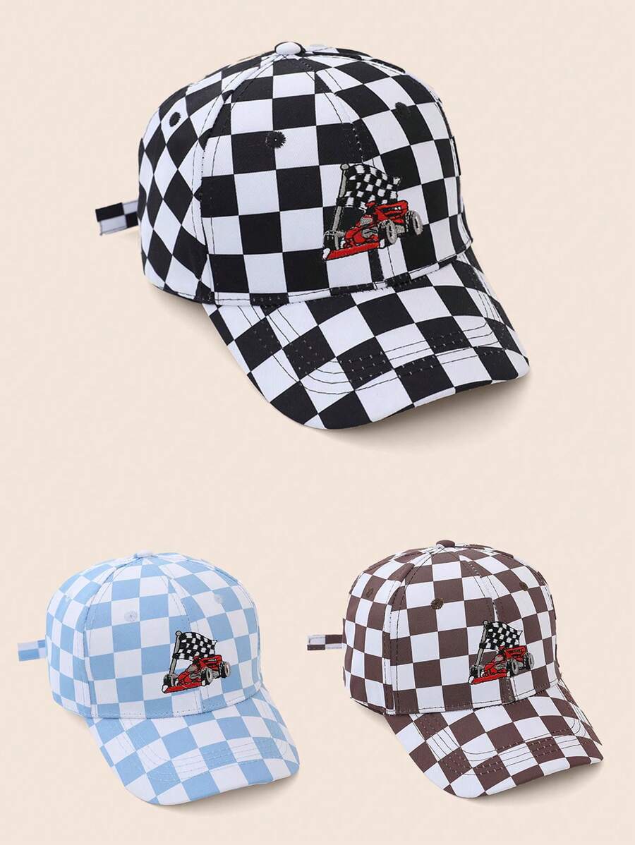 1pc Children's Embroidered Racing Car Baseball Cap, Sun Hat - 1PC - View 1