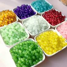 100 piezas de cuentas de vidrio de 6mm con acabado imitación jade en colores caramelo, material: vidrio, perfecto para hacer pulseras y collares