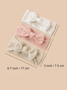 3pcs/Set Baby Bow Elastic Headbands - Dusty Pink - View 2