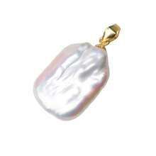 1PC White Pure Natural Freshwater Square Asymmetric Baroque Pearl Pendant - Simple Romantic Versatile Living 1.2CM*2CM - Gold - View 2