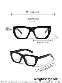 1 件女士休闲复古方形浅黑色全框平光镜片眼镜，适合户外活动 - 彩色 - 查看 6