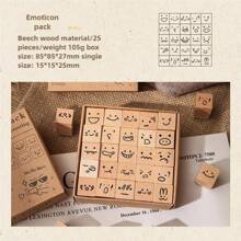 25 Pcs/Box, Vintage Wooden Stamp Set, Suitable For DIY Journals, Scrapbooks And Crafts, Unique, Creative, Personalized Art, Three Options To Choose From,Back To School,School Supplies - Wooden Seal - View 11