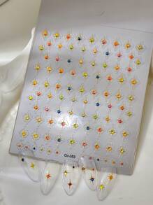 susan notes 1片5D立体浮雕金银四角星十字彩色果冻美甲贴纸，DIY美甲装饰美甲用品美甲贴纸 - 彩色 - 查看 4