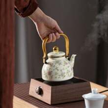 1 件花卉主题珐琅茶壶、咖啡壶、水壶、手冲水壶 - 珐琅钢结构、花卉和大手柄设计、容量大、多用途、耐热、适合所有季节和场合，适用于水、咖啡、油、醋、桌面装饰、生日派对、节日、户外野餐和露营 - 彩色 - 查看 9