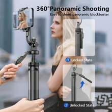 Tripé Multifuncional Expansível com Bastão de Selfie de Alumínio e Controle Remoto Bluetooth, Suporte de Telefone para Câmera de Luz, Compatível com Todos os e Android, Para Férias de Verão, Viagem, Luz de Preenchimento, Atividades ao Ar Livre, Transmissão Ao Vivo