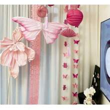 10 piezas Guirnalda de mariposas 3D - Tonos de rosas, decoraciones colgantes de mariposas, decoraciones de ducha de boda con mariposas, flores de papel colgantes para cortinas, adecuado para decoración de cumpleaños, decoración de fiestas de primavera, dormitorio, sala de estar, decoración de pared del hogar, suministros para festivales, adorno