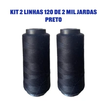 Kit 2 Sewing Threads 120 Straight 2,000 Yards, White, Black And Colored - Negro - Ver 1