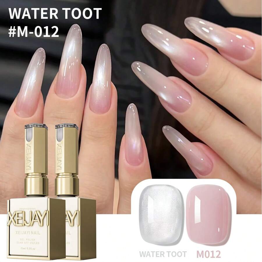 XEIJAYI 2PCS 15ml New Popular Water Toot And Ice Pink Color Gel Nail Polish Set, UV LED Soaking Nail Polish, Suitable For Home DIY And Nail Salon For Spring And Summer - 彩色 - 查看 1