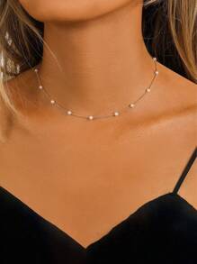 1pc Multi-Layer Minimalist Faux Pearl Necklace, Suitable For Women's Daily And Holiday Wear