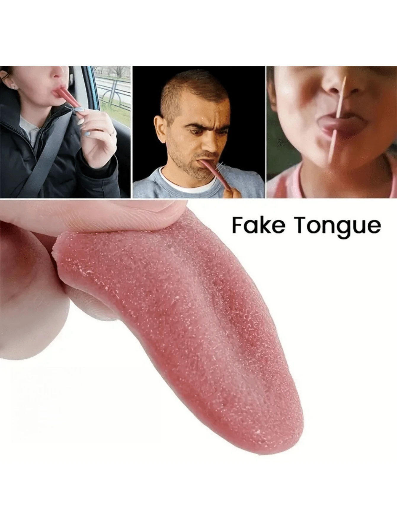2pcsFake Tongue Prank Props - Perfect For Halloween And Christmas Pranks, Stretchable And Soft, No Battery Required, Perfect For Party Pranks - Multicolor - View 1