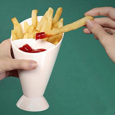 1 件便携式塑料炸薯杯 PP 沙拉碗，学校用品