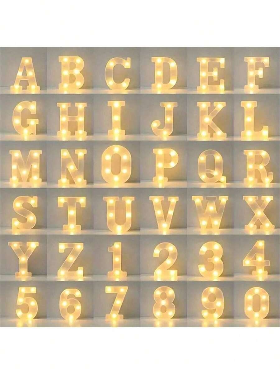 16cm Luce a LED con lettere, luce notturna illuminata con alfabeto e numeri, adatta per decorazione di casa, bar, matrimonio, festa di compleanno