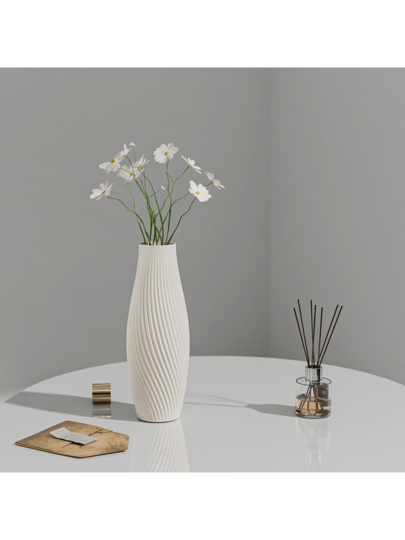 1pc Moderne Wit Herringbone Vase, Monobloc Material, Bedroom, Office, Living Room, Cabinet ation, Great Holidays Presents Birthday Graduation Home Room Flower Vase Glass view 3