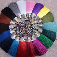 100pcs/10pcs 8cm Fish Mouth Pattern Tassel Sachet Pendant Ornaments, Red & Gold Color Key Chain Tassel Bags Charms - Multicolor - View 10