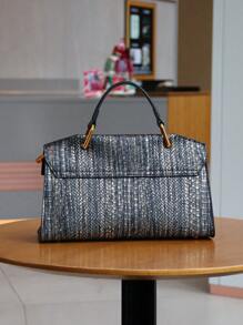 2025新款复古蓝蛇皮高端手提包，时尚奢华女士托特包，轻便大容量单肩斜挎包，鳄鱼纹鸵鸟纹OL百搭挎包 - 彩色 - 查看 7