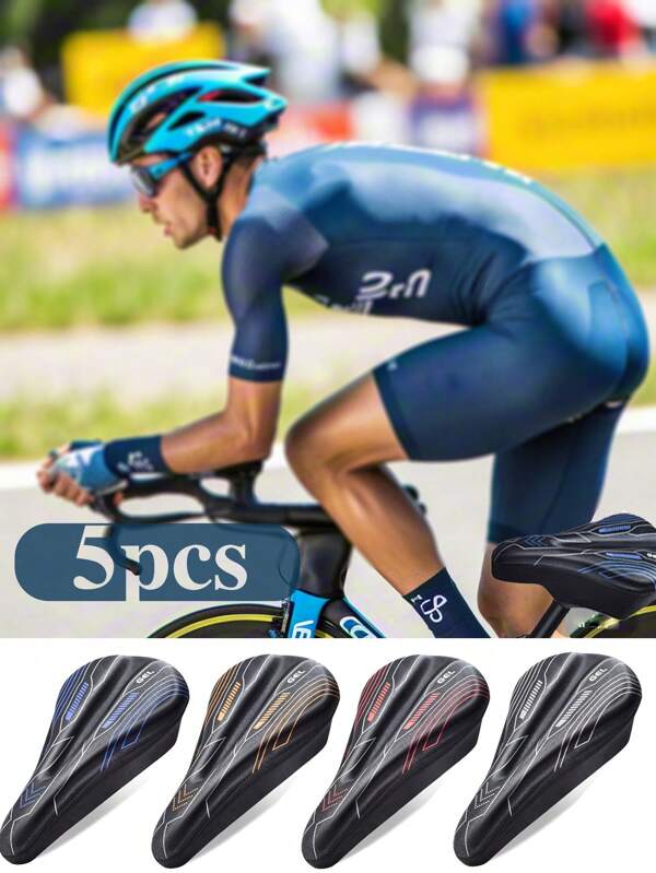 1-5 peças [Atualização confortável] Almofada de assento de silicone para bicicleta, respirável, resistente ao desgaste e almofada de assento espessada, design ergonômico, adequada para bicicletas de montanha/bicicletas de estrada/bicicletas de deslocamento diário, antiderrapante e à prova d'água, instalação rápida