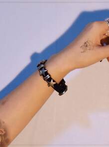 1 pieza Brazalete con diseño de estrella de cinco puntas en estilo punk, apto para uso diario tanto de hombres como de mujeres