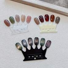 50pcs/Set Odorless Royal Crown Nail Art Color Mixing Palette Kit, Transparent Nail Polish Display Sticks With Metal Rings, Acrylic Practice Nail Polish Color Chart, Removable Practice False Nail Cards, Suitable For Nail Salons And Home Use - Multicolor - View 5