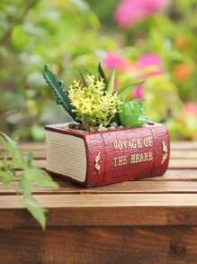复古北欧风格多肉植物书本花盆，适合家庭、客厅、办公室装饰，送给爱书人的礼物 - 酒紅色 - 查看 5