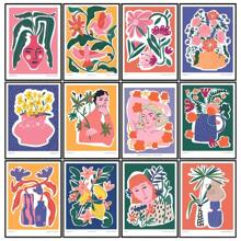 1 件现代波西米亚极简主义植物花卉艺术抽象海报印刷品墙壁艺术图片客厅家居装饰无框架 - 彩色 - 查看 2