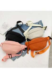 Women's Solid Color Fanny Pack With Multiple Pockets, Casual Sports Crossbody Waist Chest Bag For Outdoors Bum Bag Fanny Pack(Zipper Direction Random) - Multicolor - View 5