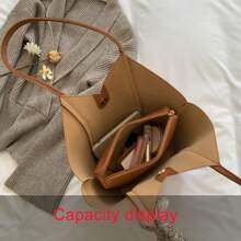 Zestaw 2 części: 1 torba typu tote i 1 prosty szalik, torebka na ramię, duża pojemność, styl vintage, prosta i uniwersalna