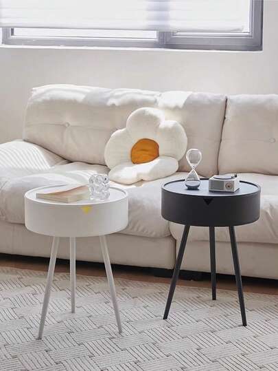 1pc Round Coffee Table, Sofa Side End Small Space Nightst Easy Assembly, Living Room, Bedroom, Outdoor Garden view 6