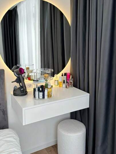 Penteadeira Gaveta Mesa De Cabeceira 67cm Com Divisórias Branco fosco Para Maquiagem Cosméticos Nicho Prateleira 100% MDF já montada