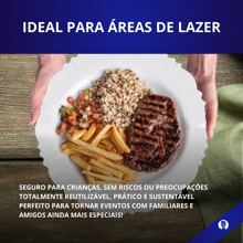 Kit 20 Prato Fundo com Borda Branco Preto Refeição Churrasco Festa Pratos Plastico