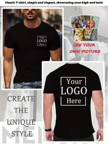 [Personalized Customization] Men's Brand T-Shirt Customization Service, Supports Front And Back Creative Patterns/Anime Patterns/Couple Exclusive/Pet Photos/Selfie, Summer Breathable Fashion Versatile Clothing Ornamental,Dawg Stylish,Fashion,Hipster,Contracted,Easy Costume,Modest Fashion,Minimal Chic,Casual Custom,Unique,Personalized Ideal Gifts For Him Family,Boyfriend,Friends,Children